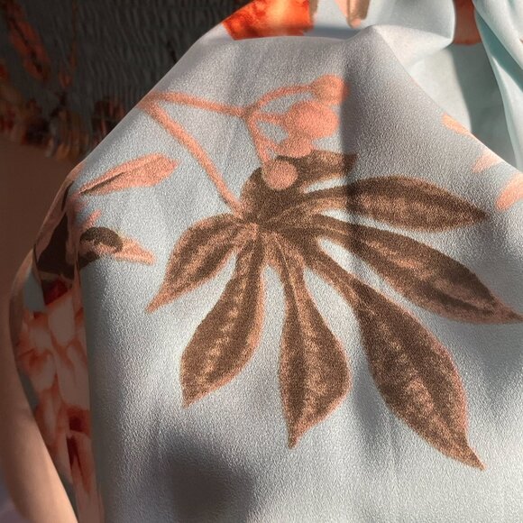 Peach Love Crop Top Off the Shoulder Smocked Floral Print - Picture 10 of 11